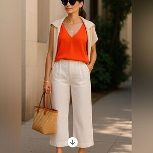 J.Crew Drapey V-Neck Sleeveless Top Orange Size 4/Small